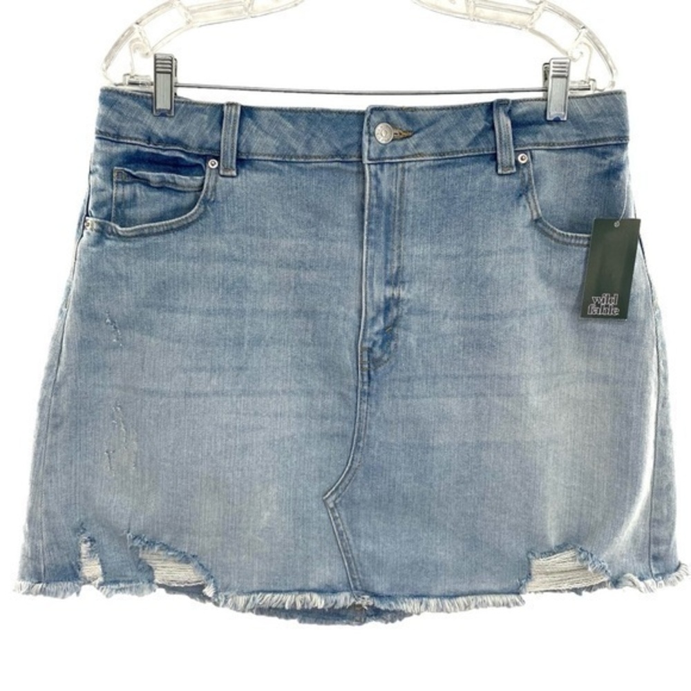 Women’s Denim Jean Mini Skirt High Rise Distressed Stretch New